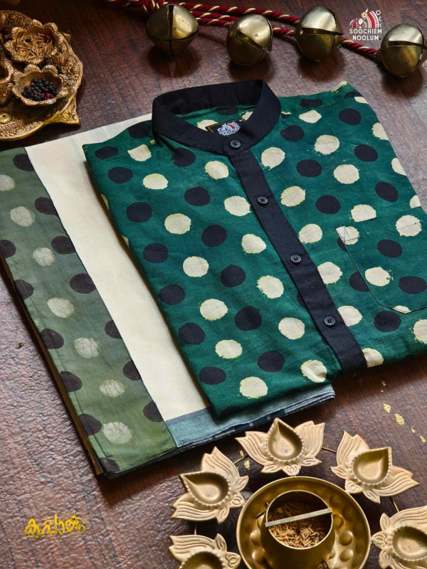 Designer Premium Shirt+ Single Cotton Dhoti Combo[COMBO000295]